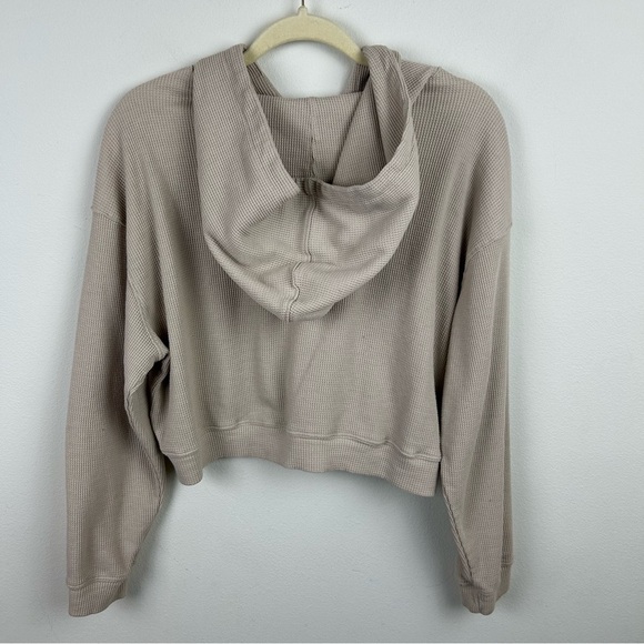 Princess Polly Cropped thermal waffle knit hooded zip front sweater size: 8 - Picture 7 of 7